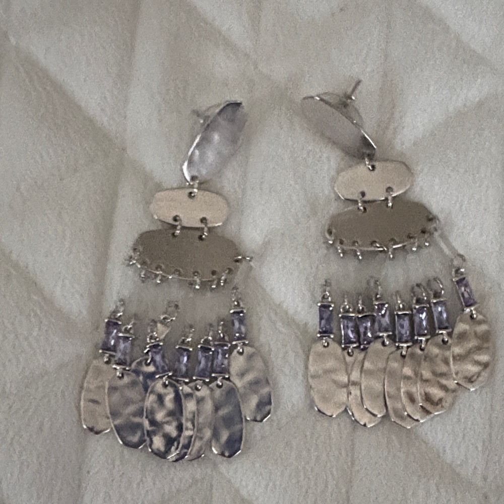 Kendra Scott Silver and Purple Chandelier Earrings